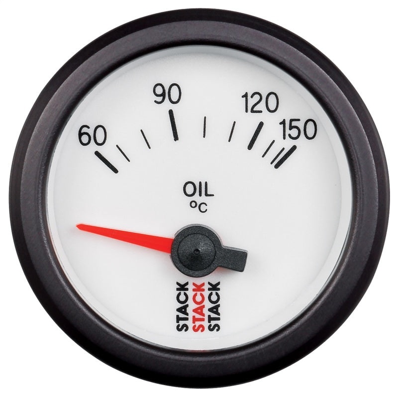 Autometer Stack 52mm 60-150 Deg C M10 Male Electric Oil Temp Gauge – White