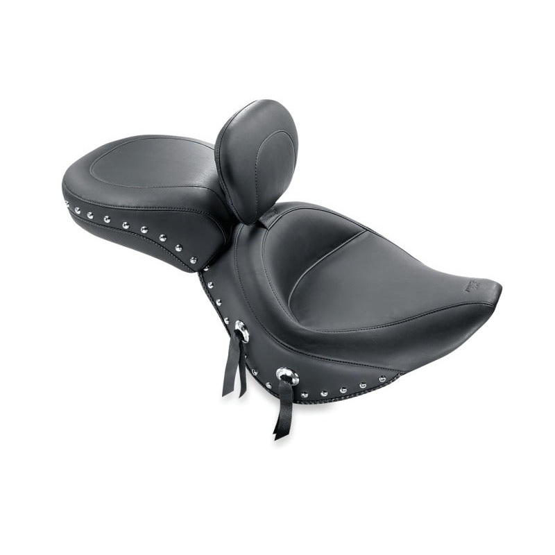 Mustang 84-06 Harley Standard Rear Tire Wide Touring Recessed Passenger Seat w/Studs – Black