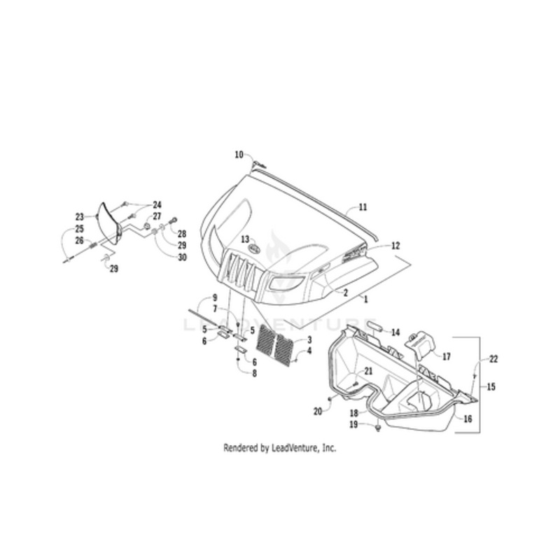 Hood – Assembly Met Gray (Inc. 2) by Arctic Cat