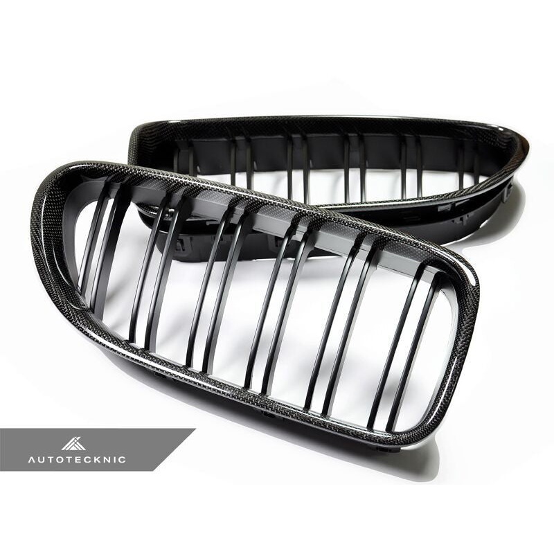 AutoTecknic Replacement Dual-Slats Carbon Fiber Front Grilles BMW F06 Gran Coupe / F12 Coupe / F13 Cabrio | 6 Series & M6