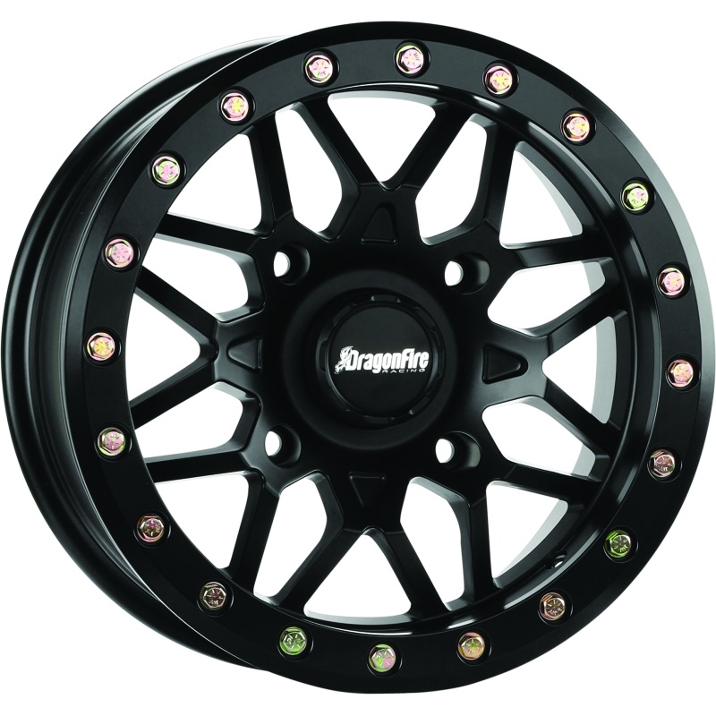 DragonFire Racing Typhon Wheel 15X7 4/137 5+2 +10 Machined Black