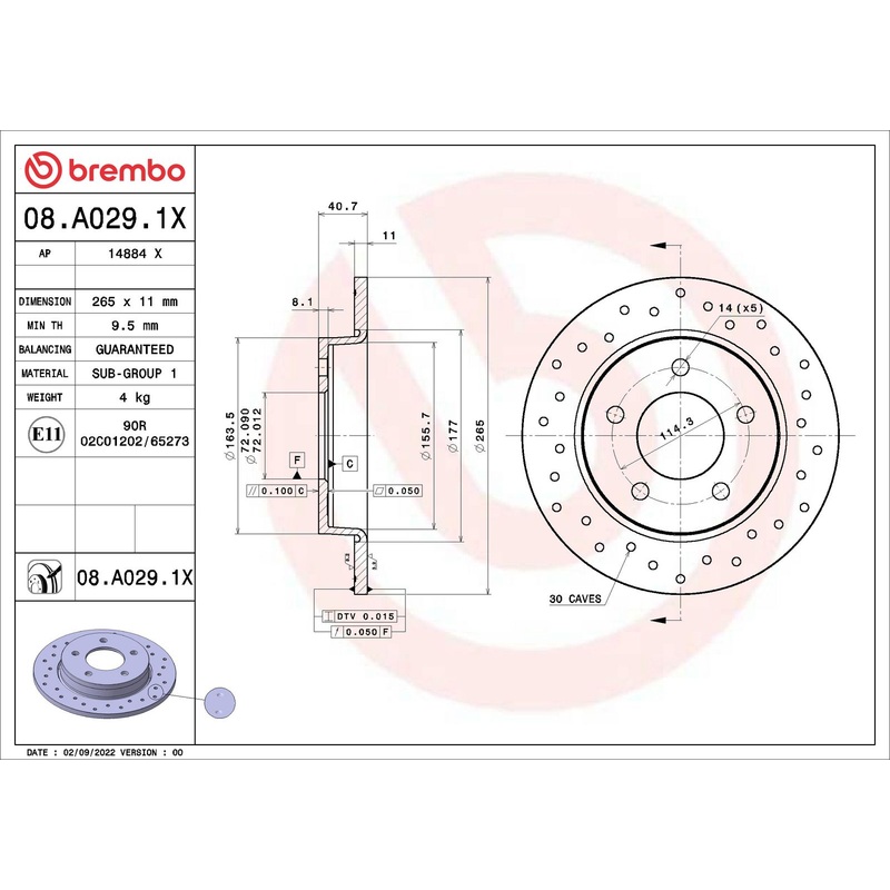 XTRA Drilled Rear Disc Brake Rotor – 08.A029.1X
