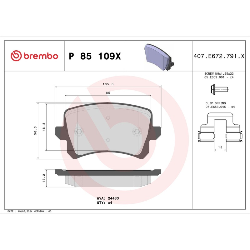 XTRA Low-Met Rear Disc Brake Pad Set – P85109X