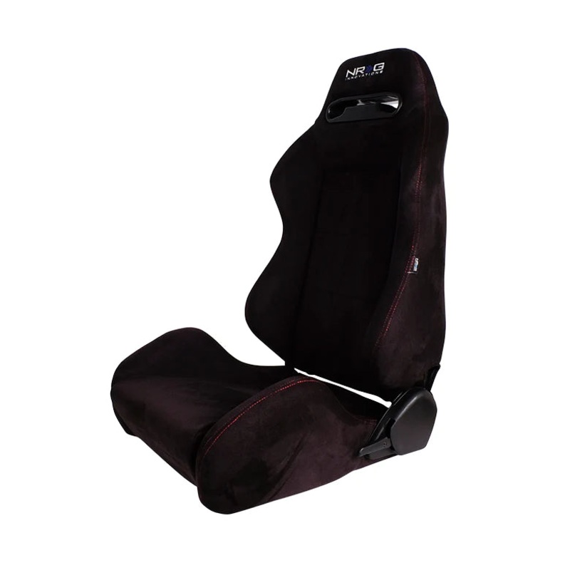 Reclinable Racing Seat Suede with Red Stitching