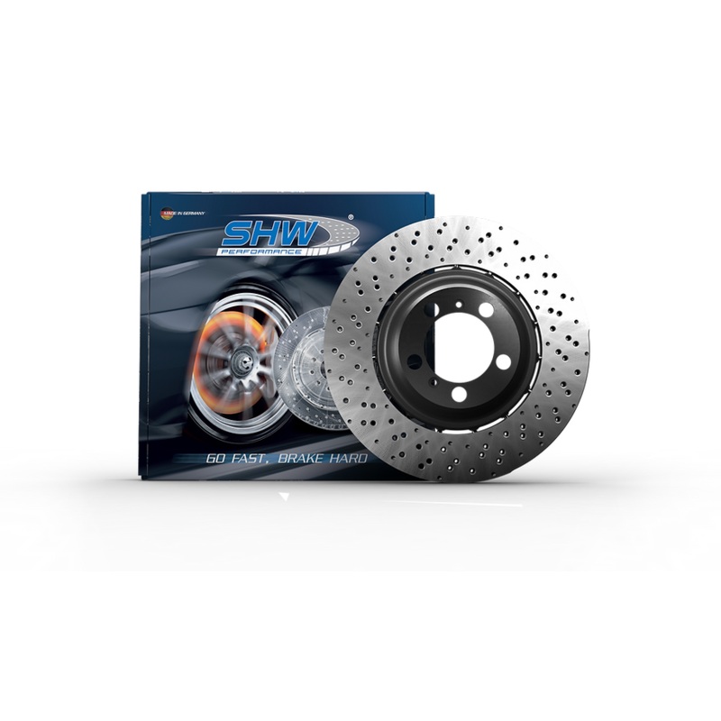 SHW 06-10 BMW M5 Left Front Cross-Drilled Lightweight Brake Rotor