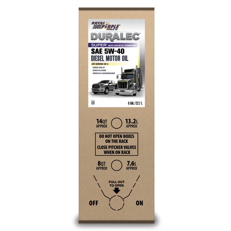 Royal Purple Duralec Super Diesel 5W-40 CK-4 Motor Oil – 6 Gallon Bag-In-Box