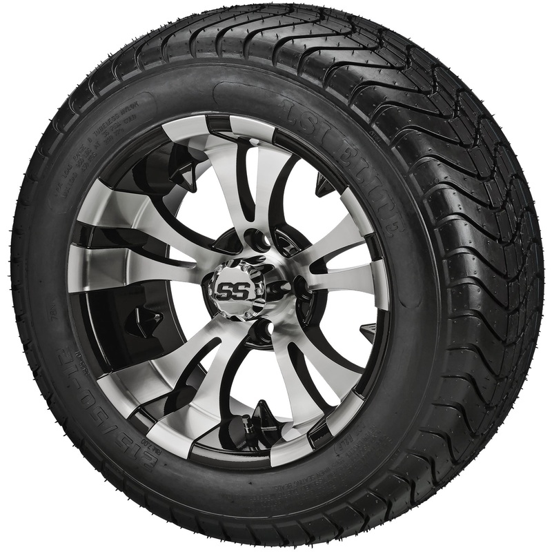 LSI 12″ Warlock Black & Machined Wheel and Low Profile Tire Combo