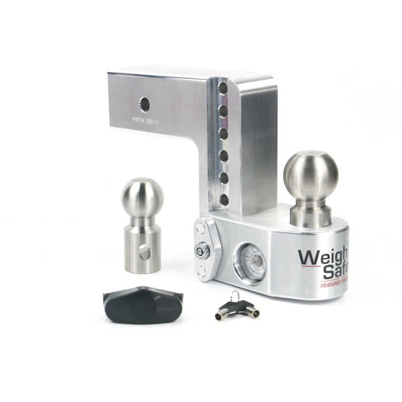 Weigh Safe 6in Drop Hitch w/Built-in Scale & 3in Shank (10K/21K GTWR) – Aluminum
