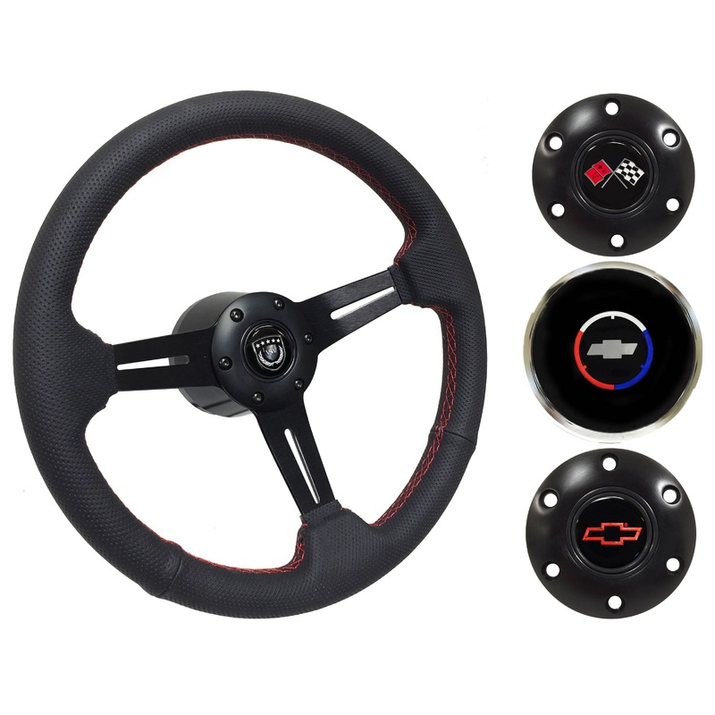 1969-87 El Camino Steering Wheel Kit | Perforated Black Leather | ST3586RED