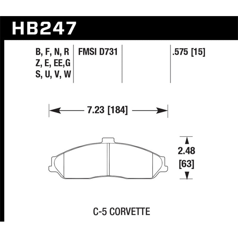 Hawk 97-06 Corvette (incl C5 Z06) Performance Ceramic Street Front Brake Pads