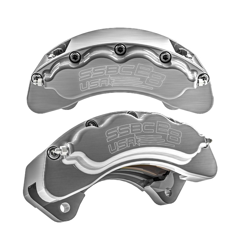 American Made B8-Brawler 8 Piston Direct Fit Front Caliper Upgrade Kit. Clear A414-30