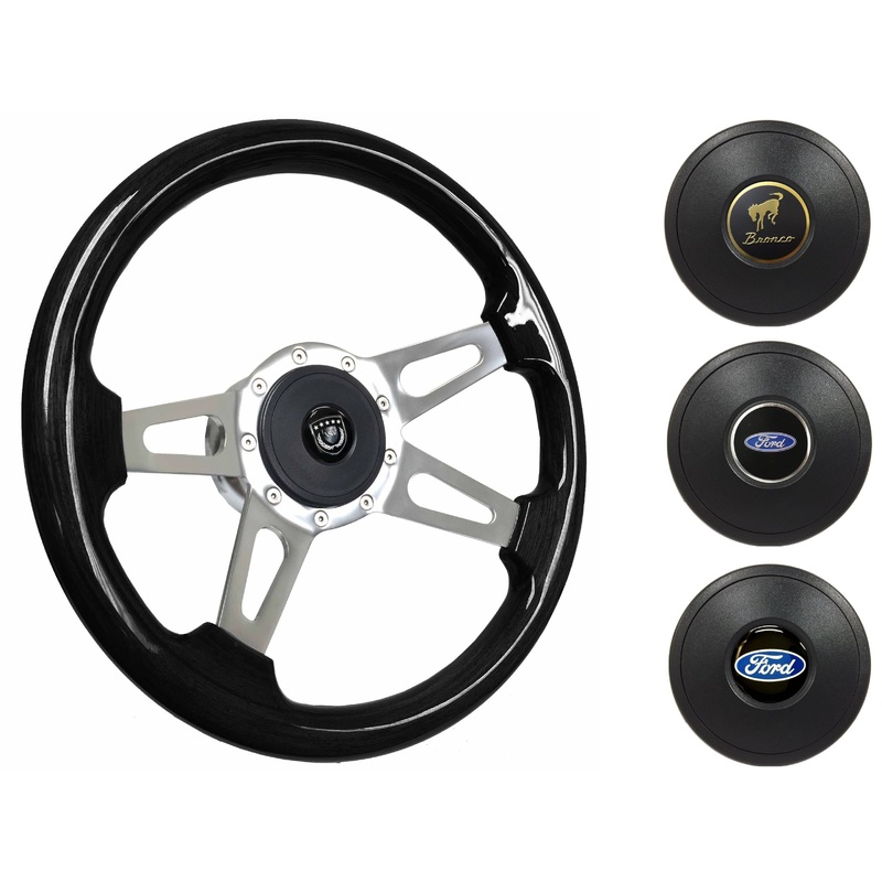 1975-77 Ford Bronco Steering Wheel Kit | Black Ash Wood | ST3079