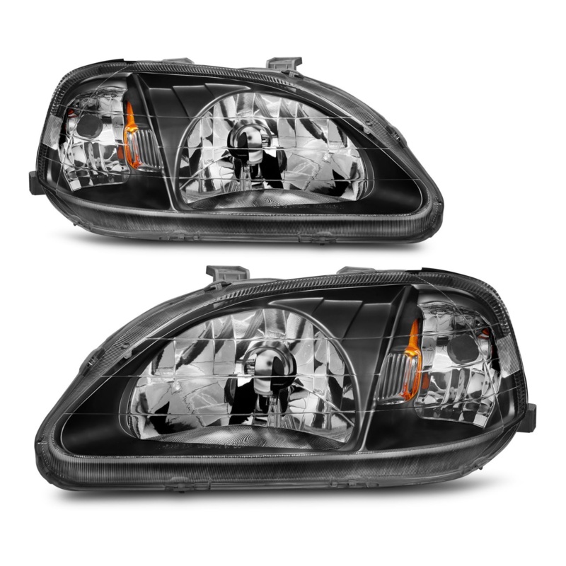 Anzo 1999-2000 Honda Civic Crystal Headlights Black