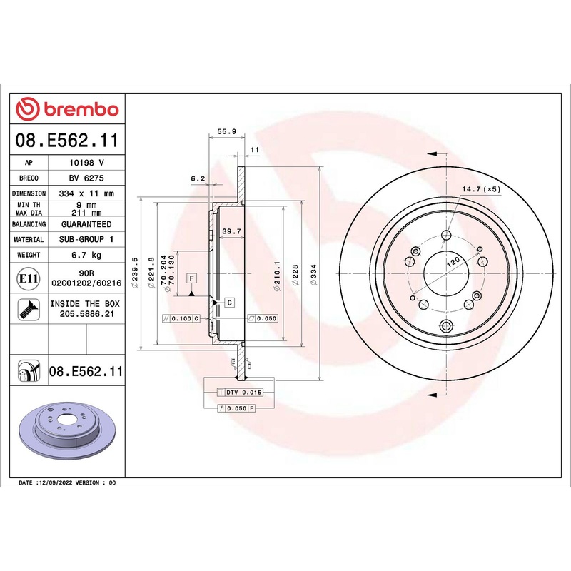 PRIME UV Coated Rear Disc Brake Rotor – 08.E562.11