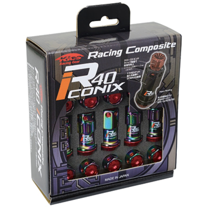 Project Kics R40 Iconix Lug Nuts Neochrome with Black Aluminum Cap 12×1.50 (16+4 Locks)