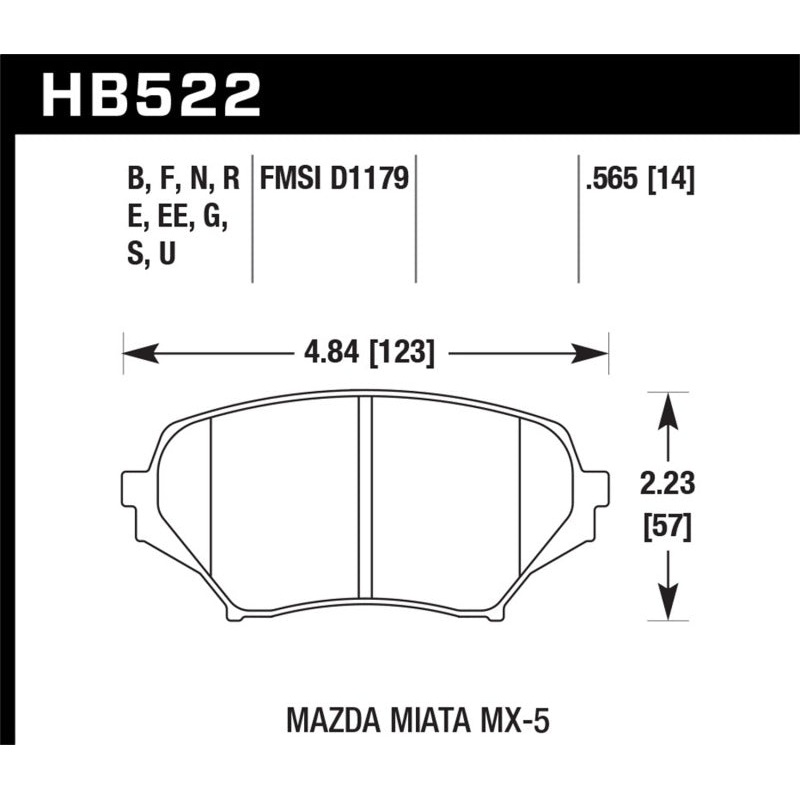 Hawk 06-10 Mazda Miata Mx-5 Base Blue 9012 Race Front Brake Pads