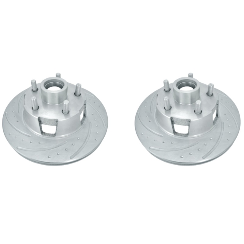 New Performance Rotors (Pair) Dimple Drilled, Slotted and Zinc Plated.