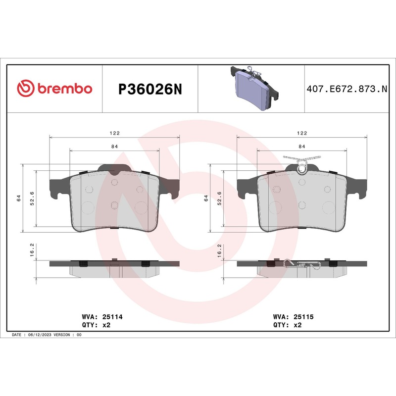 PRIME Ceramic Rear Disc Brake Pad Set – P36026N