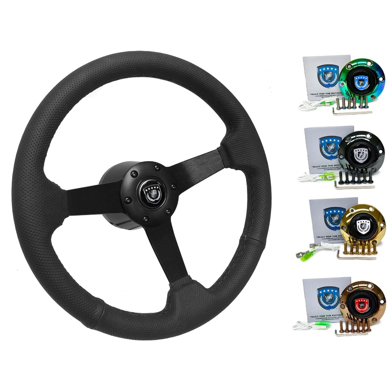 1988-97 Nissan Pickup Truck Steering Wheel Kit | Perforated Black Leather | ST3602BLK