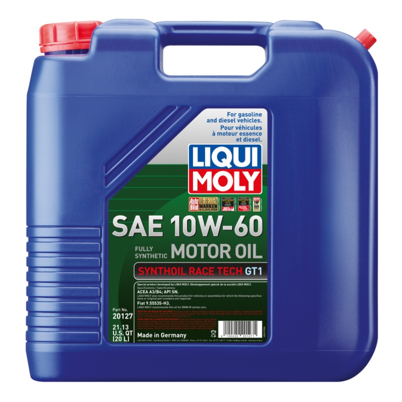 LIQUI MOLY 20L Synthoil Race Tech GT1 Motor Oil 10W-60