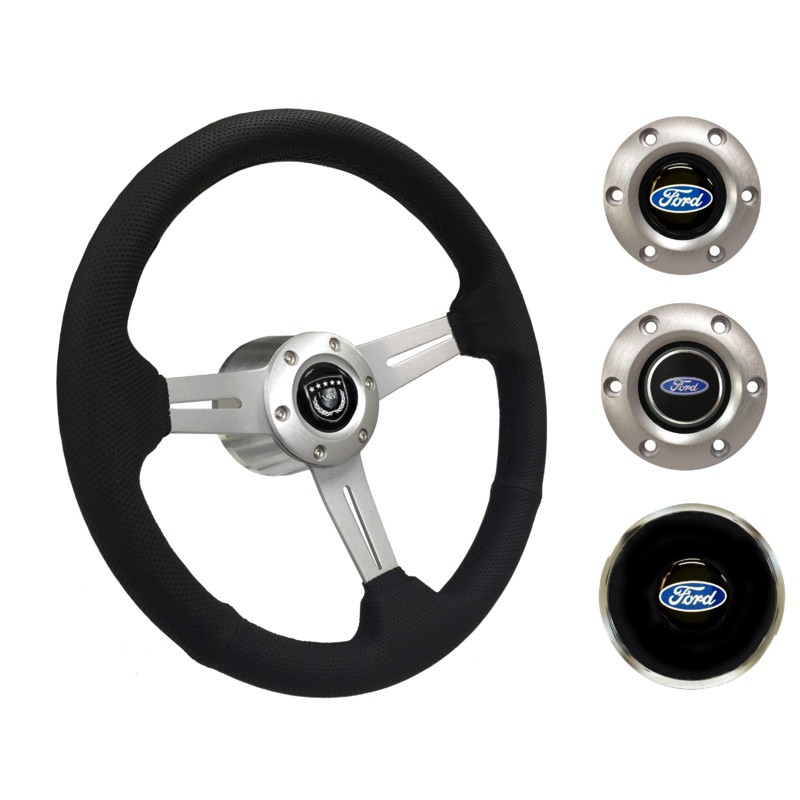 1969, 78-91 Ford Truck Steering Wheel Kit | Perforated Leather | ST3587BLK-BLK