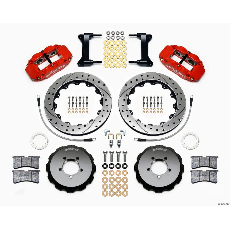 Wilwood Narrow Superlite 6R Front Hat Kit 12.88in Drill Red 2012-Up Toyota / Scion FRS w/ Lines