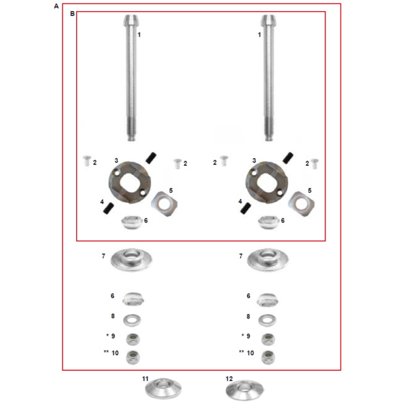 1. AFS.04659 CRG Kart Kingpin Bolt M10 x 111mm Long