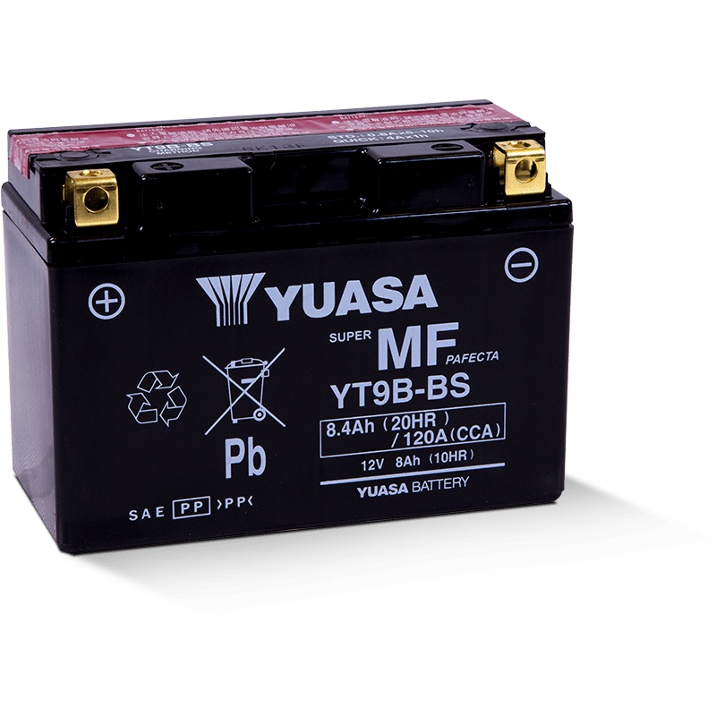 Yuasa YT9B-BS Maintenance Free 12 Volt AGM Battery (Bottle Supplied)