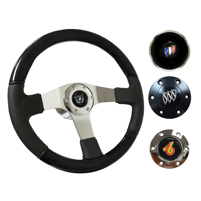 1969-89 Buick Telescopic Steering Wheel Kit | Black Ash Wood – Leather | ST3019BK