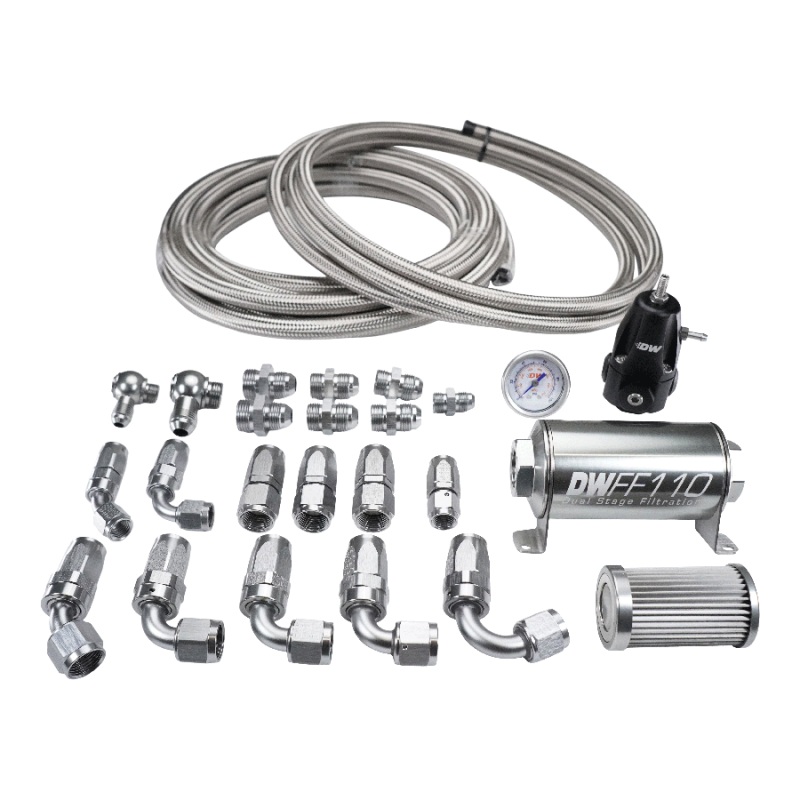 Deatschwerks X2 Series Pump Module -8AN Feed w/ -6AN return CPE Plumbing Kit for 92-00 Honda Civic