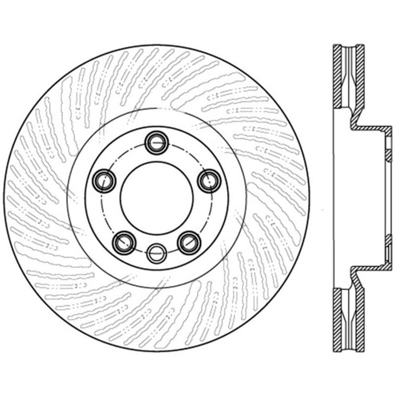 StopTech 11-14 Porsche Cayenne / 11-15 VW Touareg Front Left Slotted Sport Brake Rotor