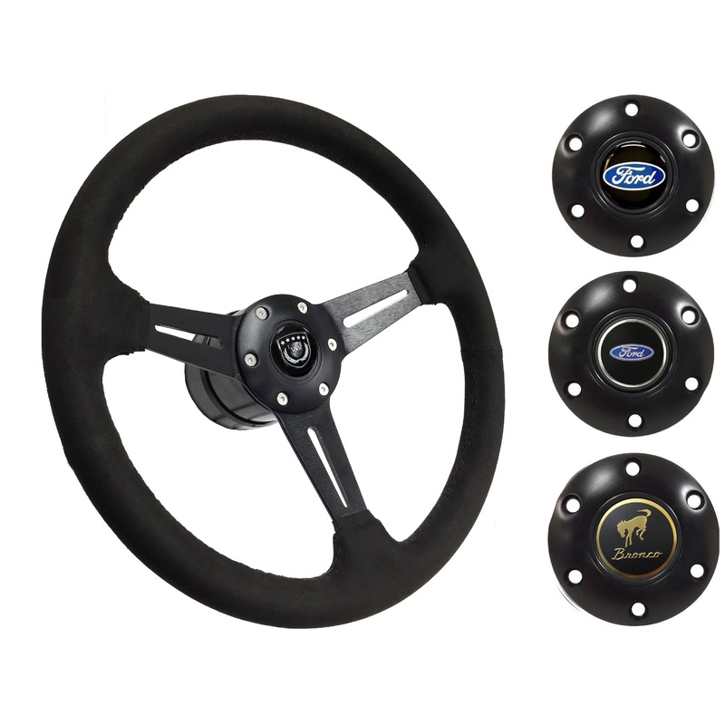 1966-72 Ford Bronco Steering Wheel Kit | Black Ultralux Suede | ST3584BLK