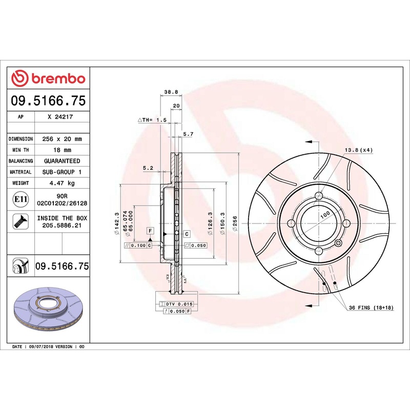 XTRA Max Slotted Front Disc Brake Rotor – 09.5166.75