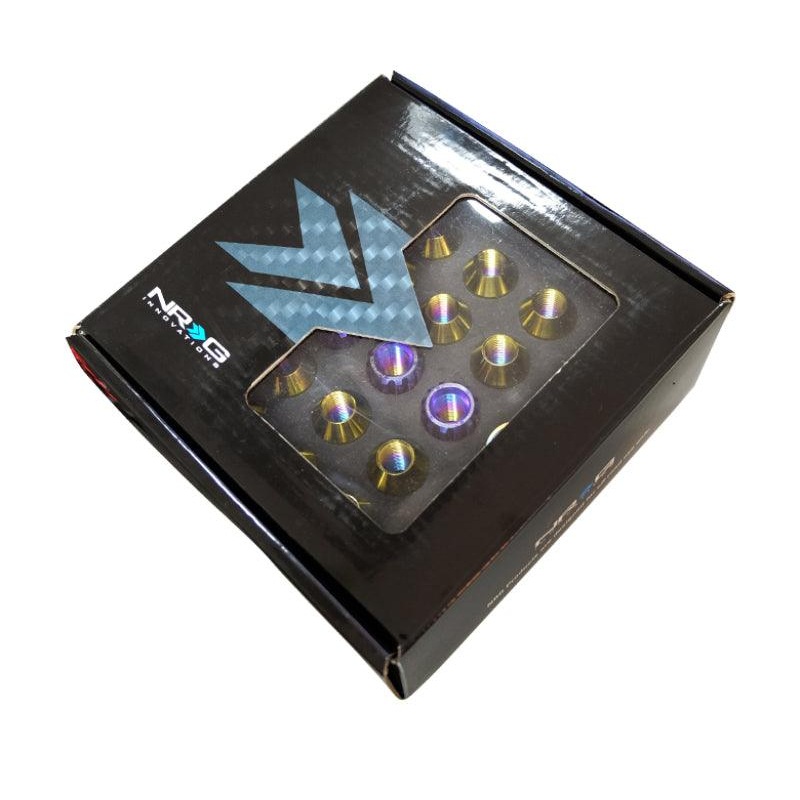 NRG 200 Series M12 X 1.5 Titanium Lug Nut Set – 21 Pc w/Lock Key Socket – Neochrome