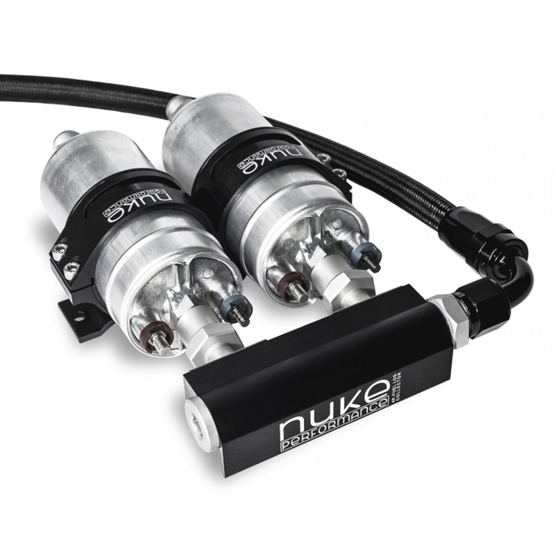 Nuke Performance 4-Port Fuel Log Collector for Dual Walbro GSL392 Fuel Pumps