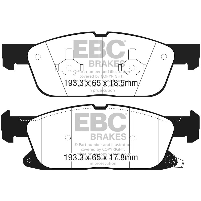 EBC 2016+ Lincoln Continental (10th Gen) 2.7L Twin Turbo Yellowstuff Front Brake Pads