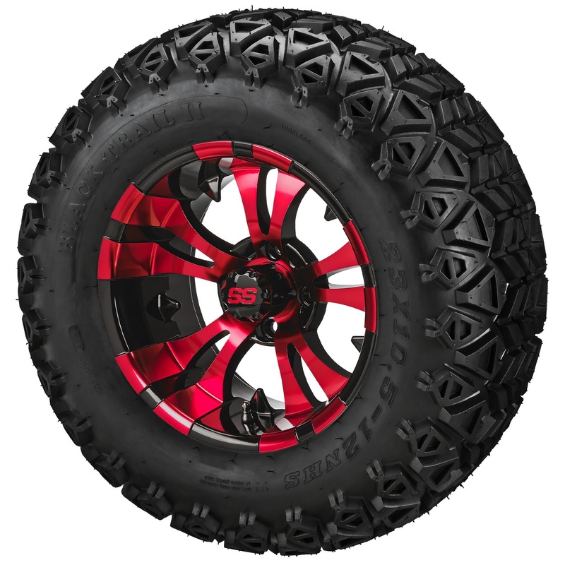 LSI 12″ Warlock Black & Red Wheel and Lifted Tire Combo
