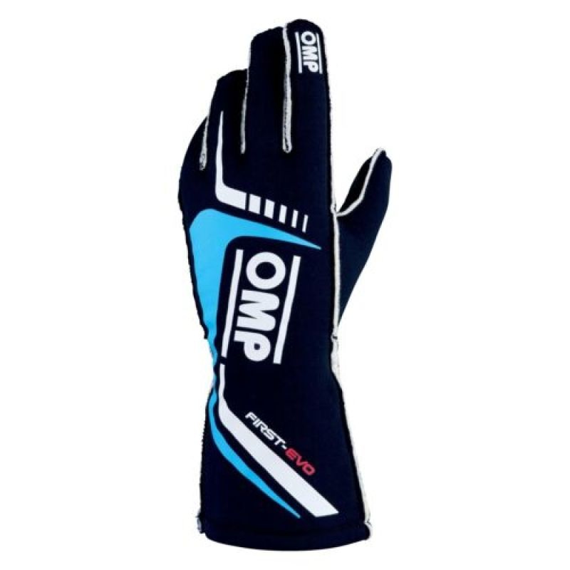 OMP First Evo Gloves Blu Navy/Ciano – Size S | Fia 8856-2018