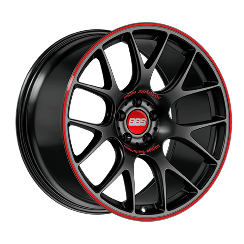 BBS CH-R Nurburgring Edition 19×8.5 5×112 ET40 Satin Black/Red Lip Wheel – 82mm PFS/Clip Req.| CH122NE