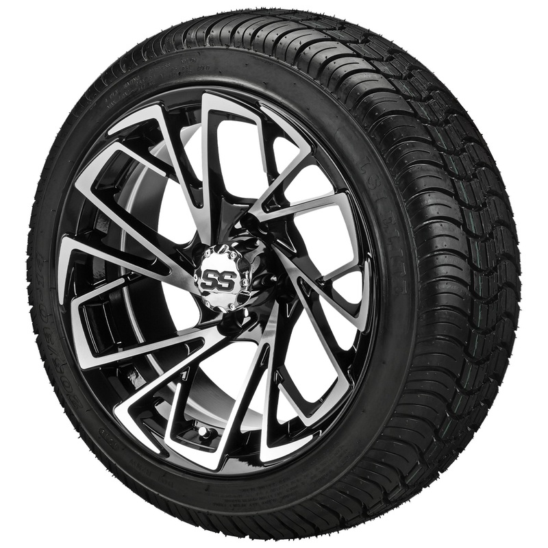 LSI 14″ Stinger Black & Machined Wheel and Low Profile Tire Combo