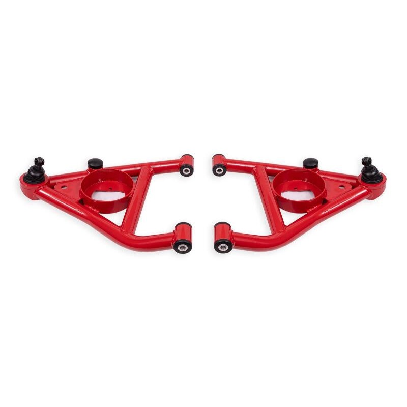BMR 67-69 Chevrolet Camaro w/Rear Bump Stops Lower A-Arms w/ STD Ball Joint (Delrin) – Red