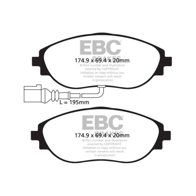 EBC 12+ Volkswagen CC 3.6 Ultimax2 Front Brake Pads