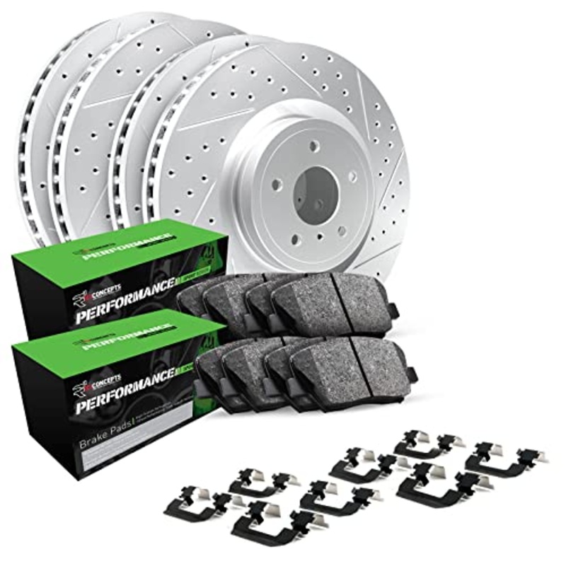 R1 Concepts Front Rear Brakes and Rotors Kit |Front Rear Brake Pads| Brake Rotors and Pads| Performance Sport Brake Pads and Rotors|fits 1998-2010 Lexus GS300, GS400, GS430, IS300, SC430