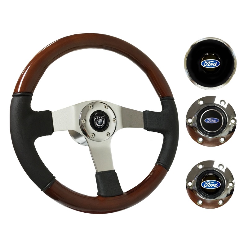 1967-69 Ford Galaxie Steering Wheel Kit | Mahogany Wood – Leather | ST3019