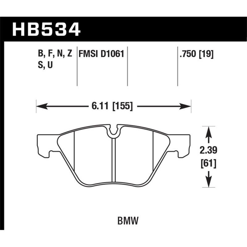 Hawk 09-11 BMW Z4 / 04-05 525I / 08-11 128I / 06 325I/325XI / 07 328I/328XI HPS Street Front Brake P
