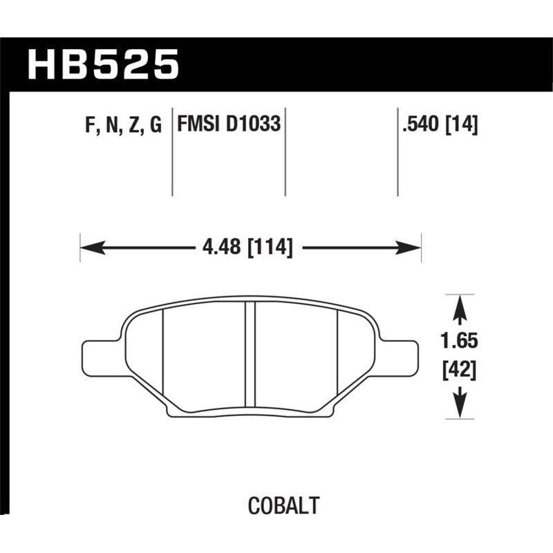 Hawk Chevy Cobalt D1033 Ceramic Street Rear Brake Pads