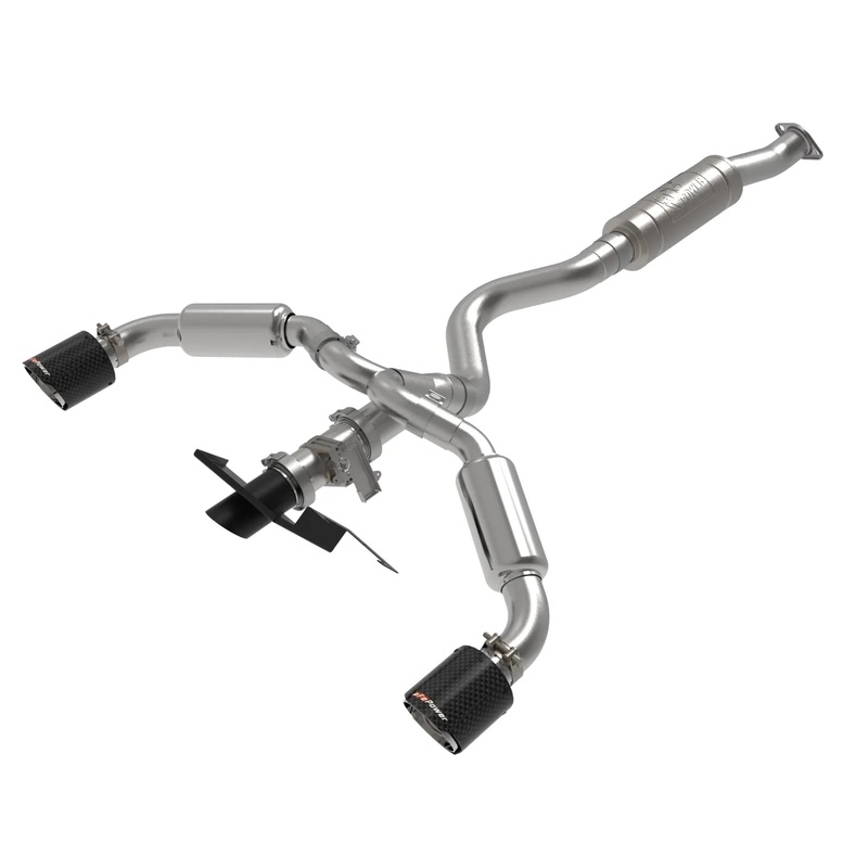 aFe Power Gemini XV 3 IN to 2-1/2 IN 304 Stainless Steel Cat-Back Exhaust System w/ Cut-Out Carbon Fiber | 2023+ Toyota GR Corolla (49-36067-C)