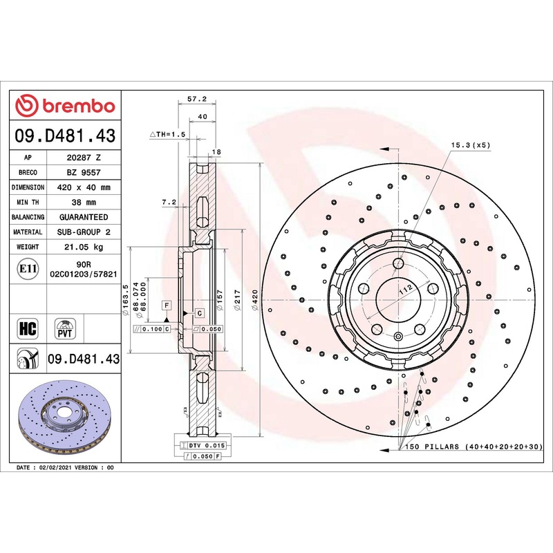 PRIME Dual Cast Front Disc Brake Rotor – 09.D481.43