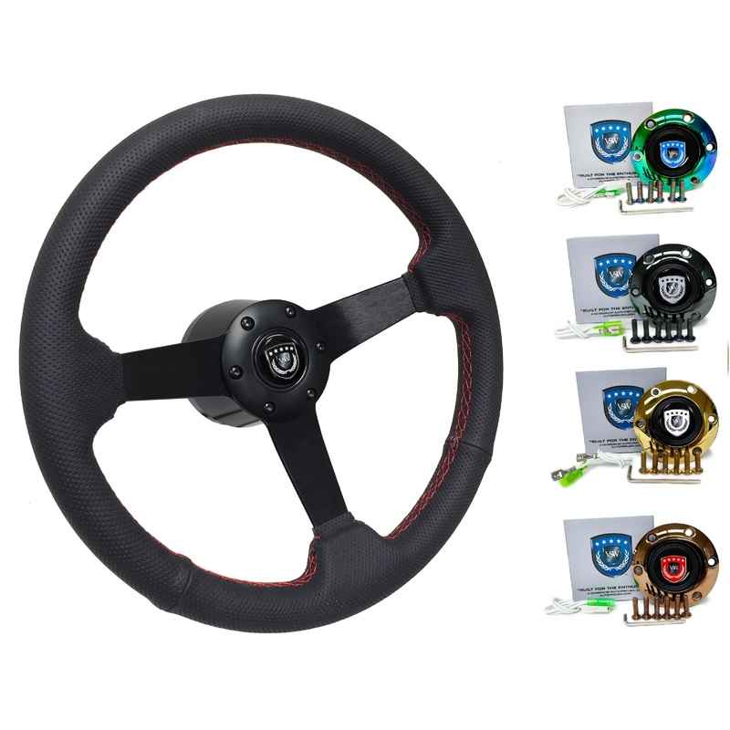 1983-90 BMW 318i Steering Wheel Kit | Perforated Black Leather | ST3602RED