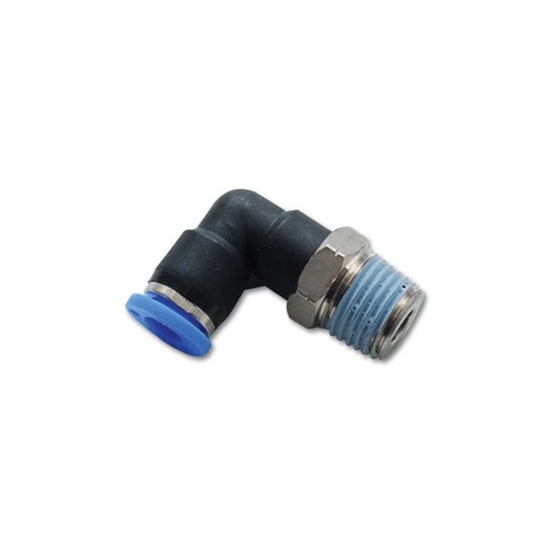 Vibrant Male Elbow Pneumatic Vacuum Fitting (1/4in NPT Thread) – for use with 3/8in(9.5mm) OD tubing